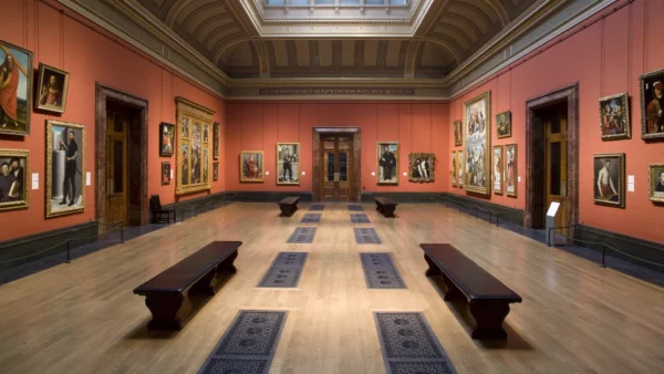 Inside a gallery